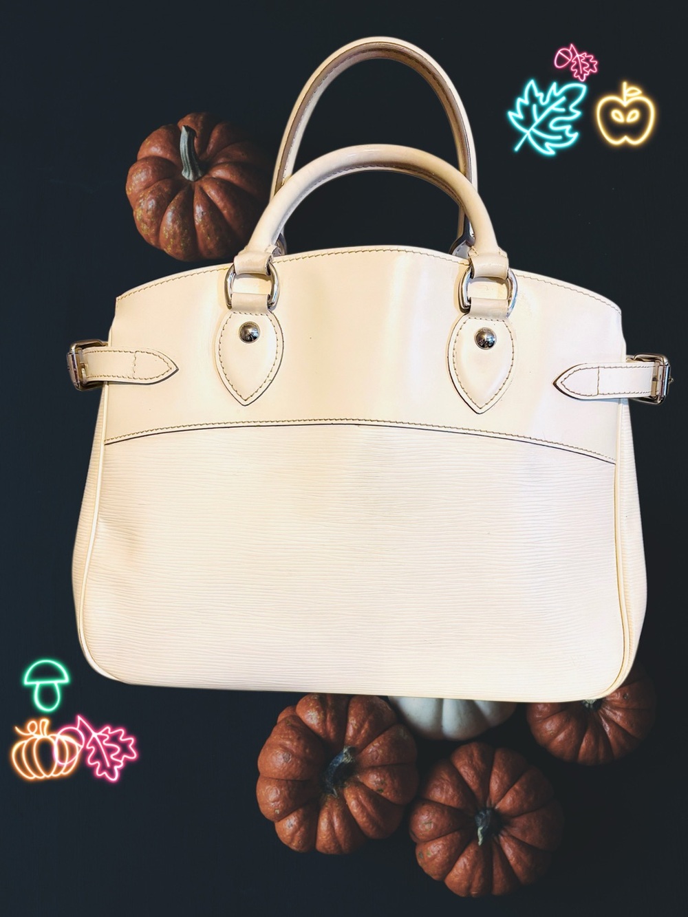 Louis Vuitton Passy PM Ivory Epi Leather Satchel Handbag